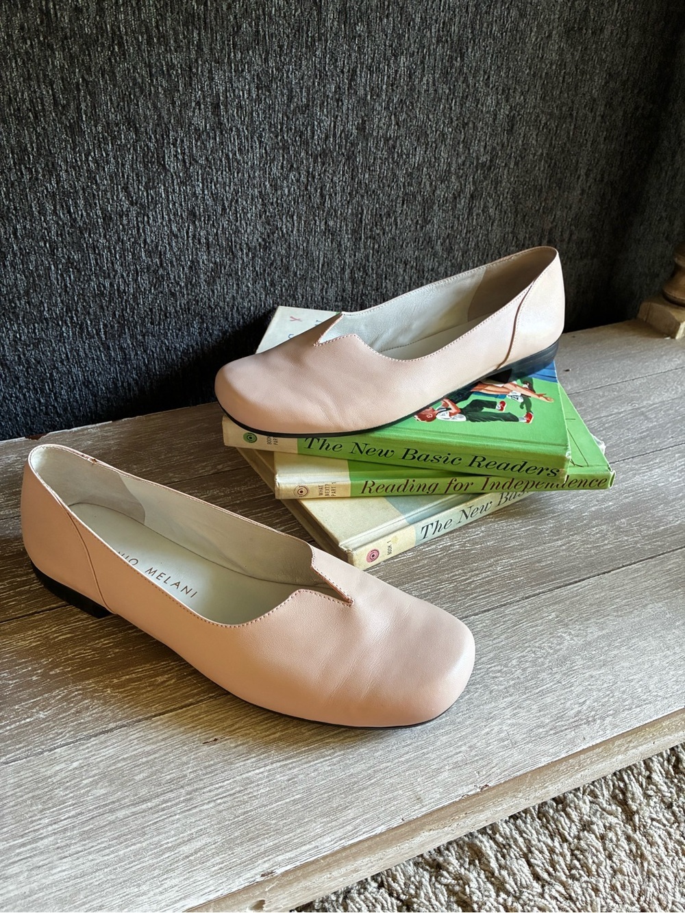 ANTONIO MELANI Blush Pink Leather Slip-On Flats